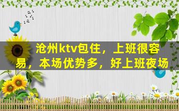 沧州ktv包住，上班很容易，本场优势多，好上班夜场